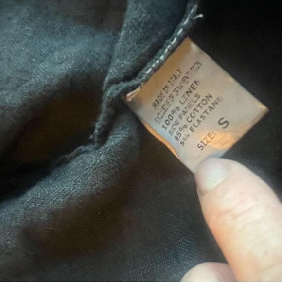 Lina Tomei Mini Dress with Beaded Neckline Sz S Linen Pockets Made in Italy - Picture 8 of 9